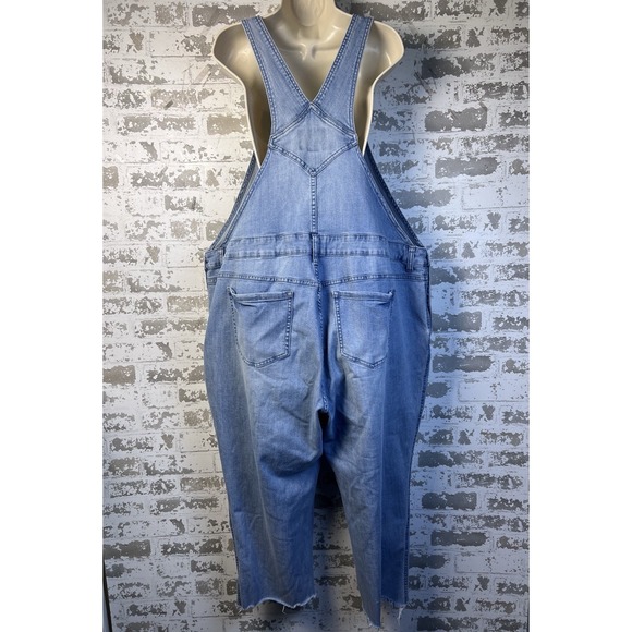 American Rag Overalls Sz 22W Patchwork Cropped Frayed Hem Aged Weathered - Picture 3 of 16